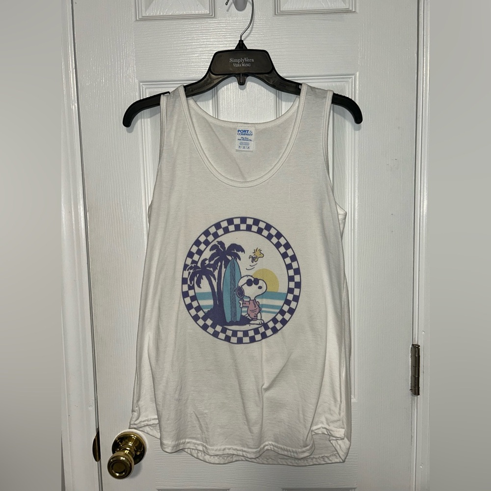 White Tank Top with Snoopy Graphic